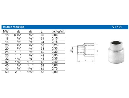 Mufa redukcyjna stal nierdzewna AISI 316 - VT121 - 2